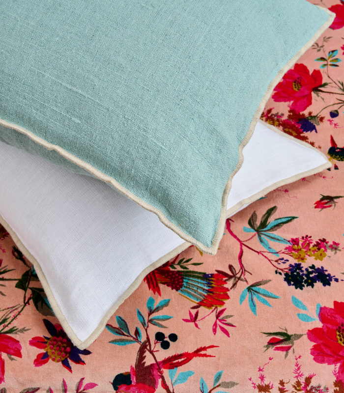 Housse de coussin haomy en lin celadon