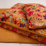 Housse d'édredon velour imprimé oiseau caramel