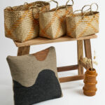 Set de 3 paniers naturel et orange de chez Madam Stoltz
